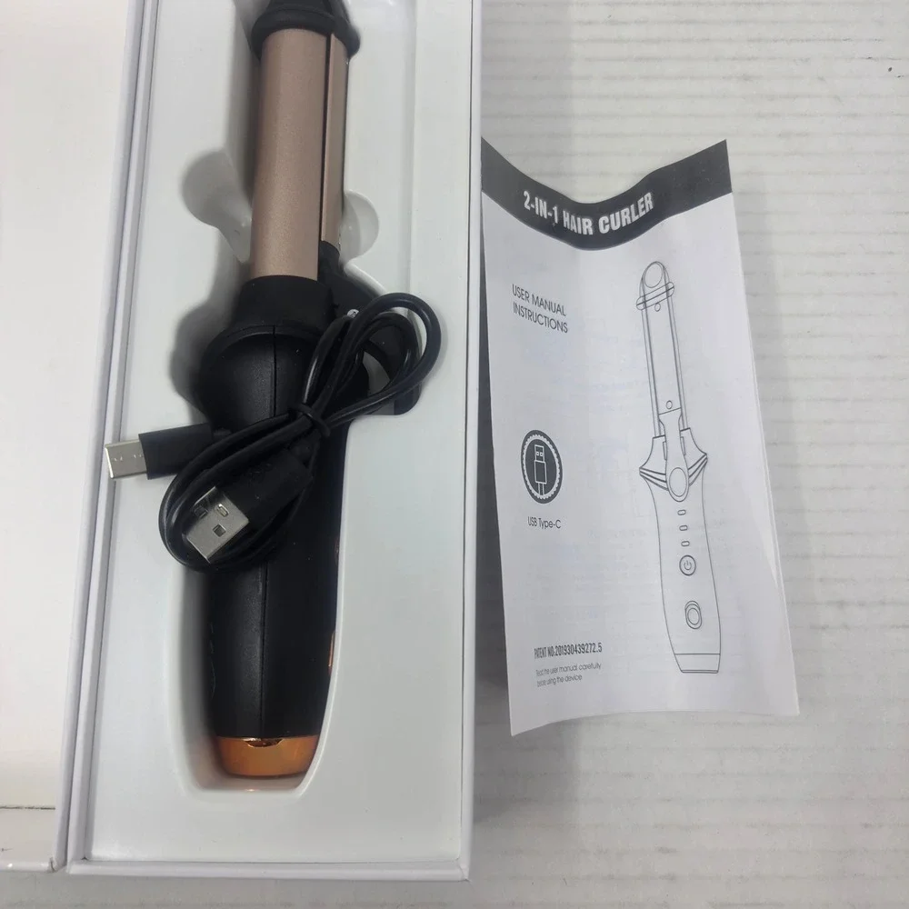 Hair Straightener Curler Women OS Black Rose Gold 2-in-1 Travel 114 NWOT